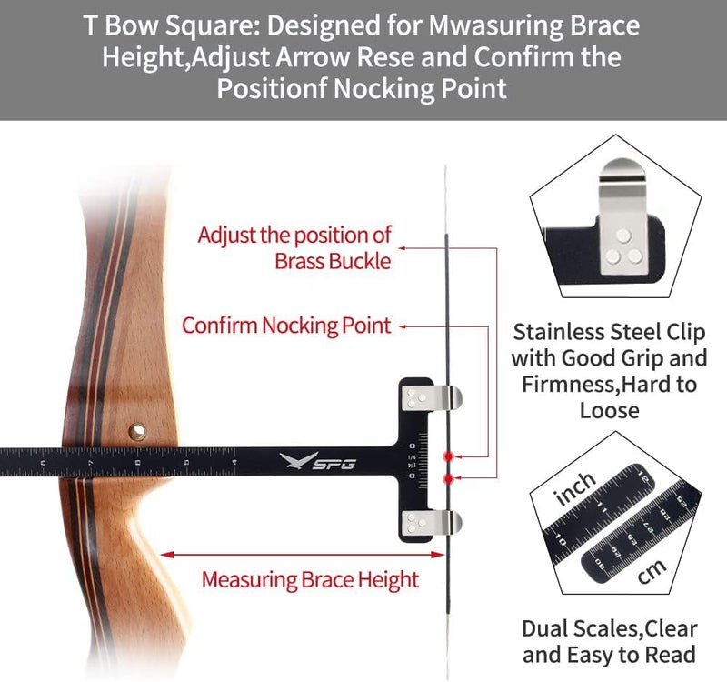 SOPOGER Archery Bow Square T Shape Ruler Measurement Tool Kit for Recurve and Compound Bow Accessories - Image 2